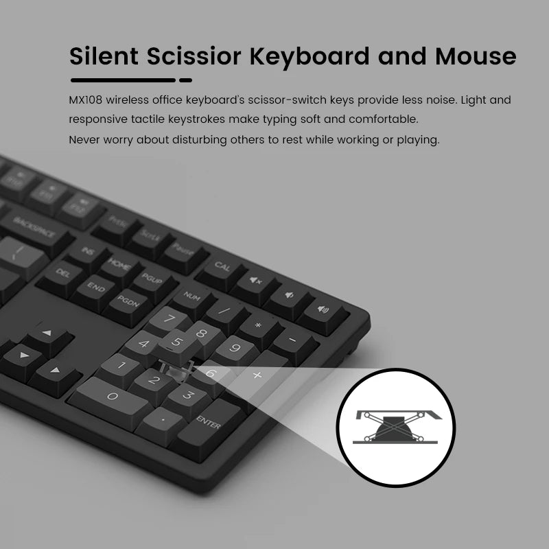 Monsgeek MX108 Black & Silver Mechanical Keyboard & Mouse Combo Full-size Business Wireless Keyboard Mouse Set