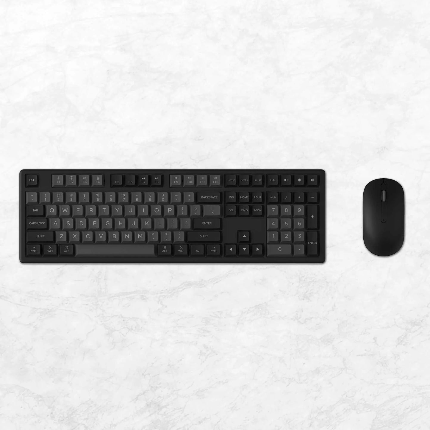 Monsgeek MX108 Black & Silver Mechanical Keyboard & Mouse Combo Full-size Business Wireless Keyboard Mouse Set