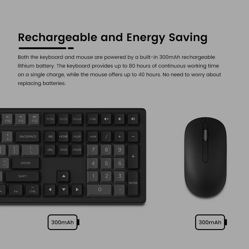 Monsgeek MX108 Black & Silver Mechanical Keyboard & Mouse Combo Full-size Business Wireless Keyboard Mouse Set