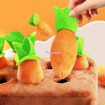 Dog Carrot Plush Toy Interactive Dog Toys Plush Puzzle Toys 2 in 1 Non-Slip Nosework Feed Games for Aggressive Chewers Pet