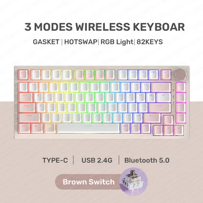 SUMREDA Wireless Bluetooth and Wired Three-Mode Mechanical Keyboard RGB Backlight Hot Swap Gasket Structure Gaming Keyboard