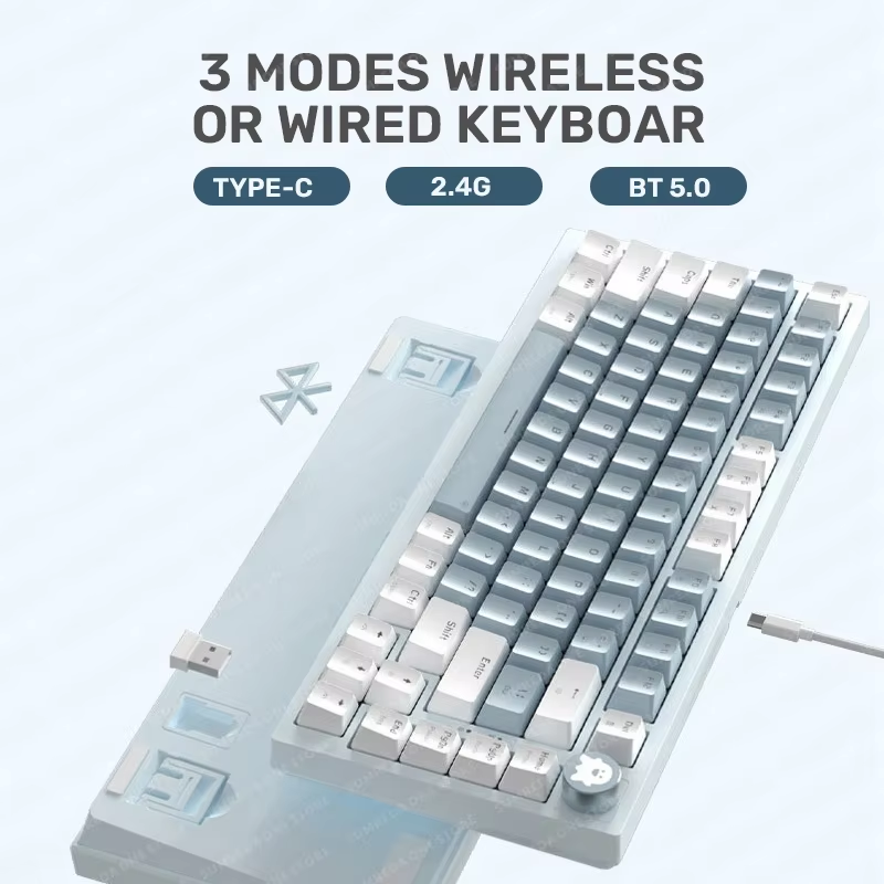 SUMREDA Wireless Bluetooth and Wired Three-Mode Mechanical Keyboard RGB Backlight Hot Swap Gasket Structure Gaming Keyboard