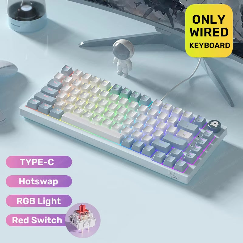 SUMREDA Wireless Bluetooth and Wired Three-Mode Mechanical Keyboard RGB Backlight Hot Swap Gasket Structure Gaming Keyboard