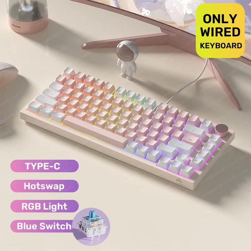 SUMREDA Wireless Bluetooth and Wired Three-Mode Mechanical Keyboard RGB Backlight Hot Swap Gasket Structure Gaming Keyboard