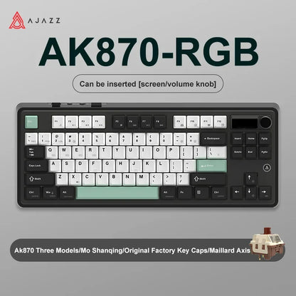 AJAZZ AK870 Tri-Mode RGB Bluetooth 2.4Ghz Wireless Gaming Mechanical Keyboard Hot Swappable 