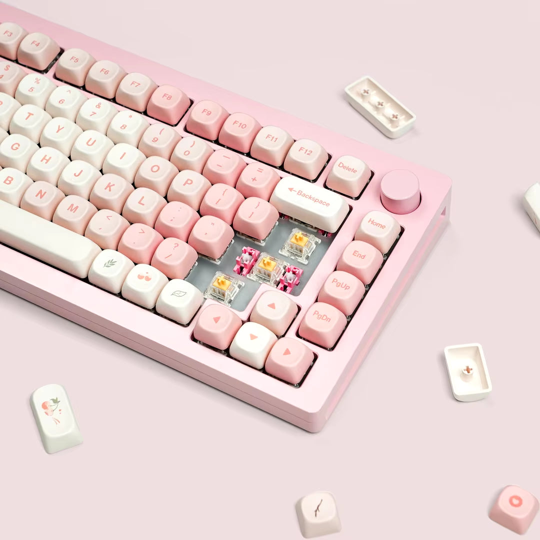 143 Keys Pink Cherry MOA Profile PBT Keycaps Dye Sub Customs Key Caps for 61/87/104 Cherry MX Switch Gaming Mechanical Keyboard