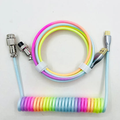 Coiled Cable Mechanical Keyboard Aviator Cable Type-C to USB Connector Keyboard Aviation Cable 