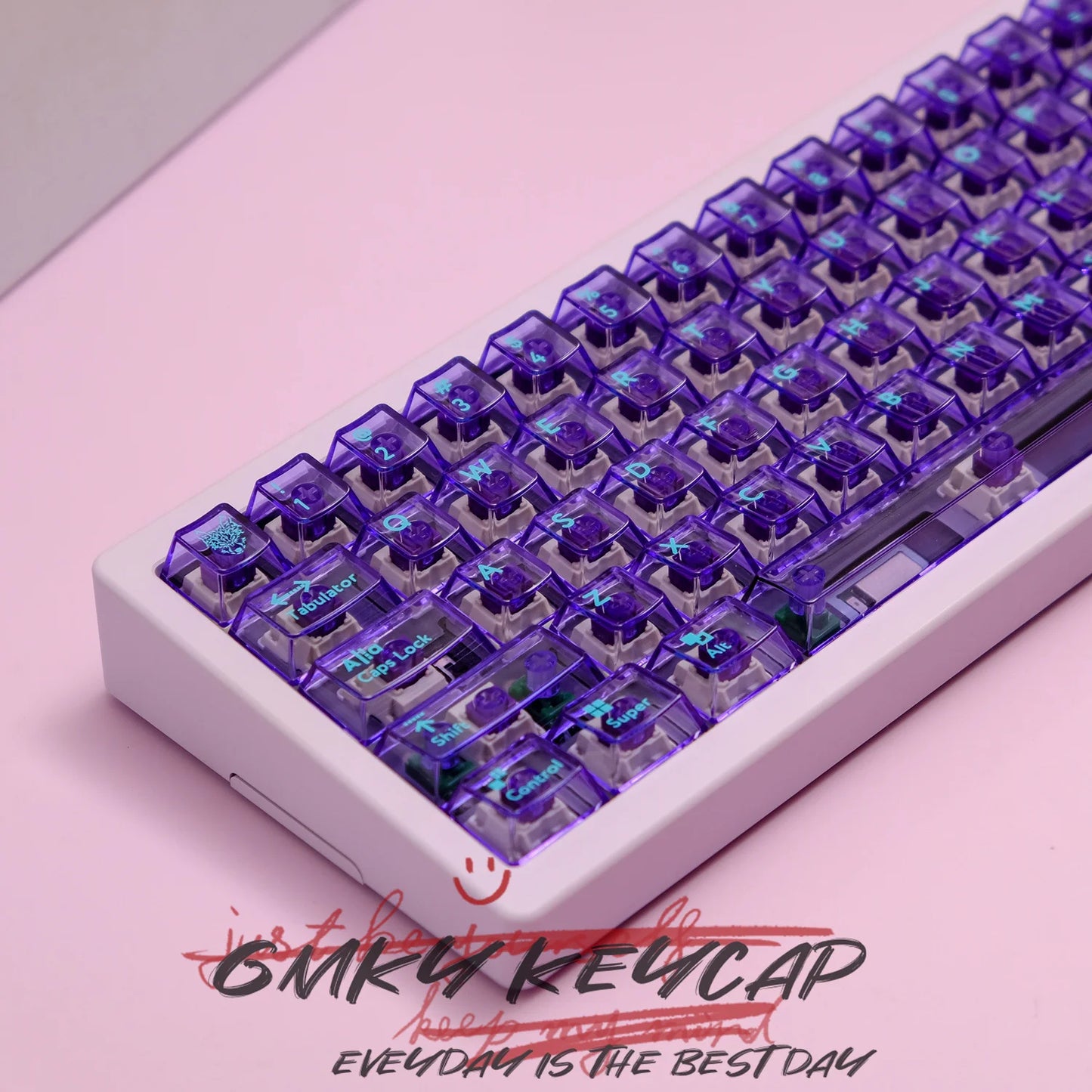 [Key Cap Only] GMKY Purple Full Transparent Keycaps Cherry Profile DOUBLE SHOT ABS Keycaps for MX Switch Mechanical Keyboard