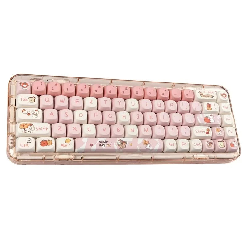 [2024 New] 140 Key Cute Autumn Puppy Gradient Keycaps [ONLY] MOA Contour Pink Pbt Thermal Sublimation Mechanical Keyboard Key Caps