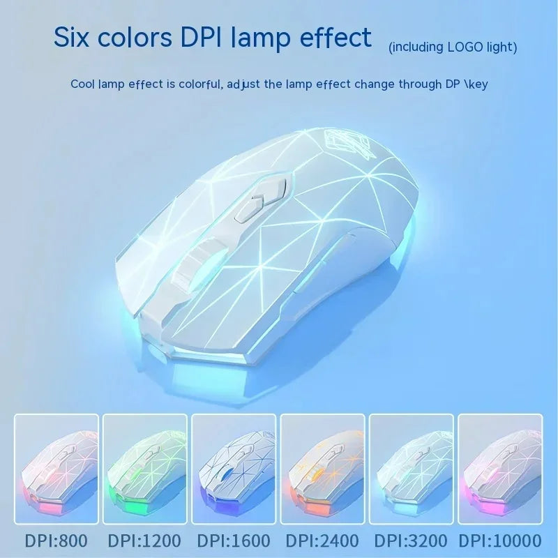 Ajazz Aj52 Mouse Wired Wireless 3mode Adjustable DPI side buttons RGB Backlit Lightweight