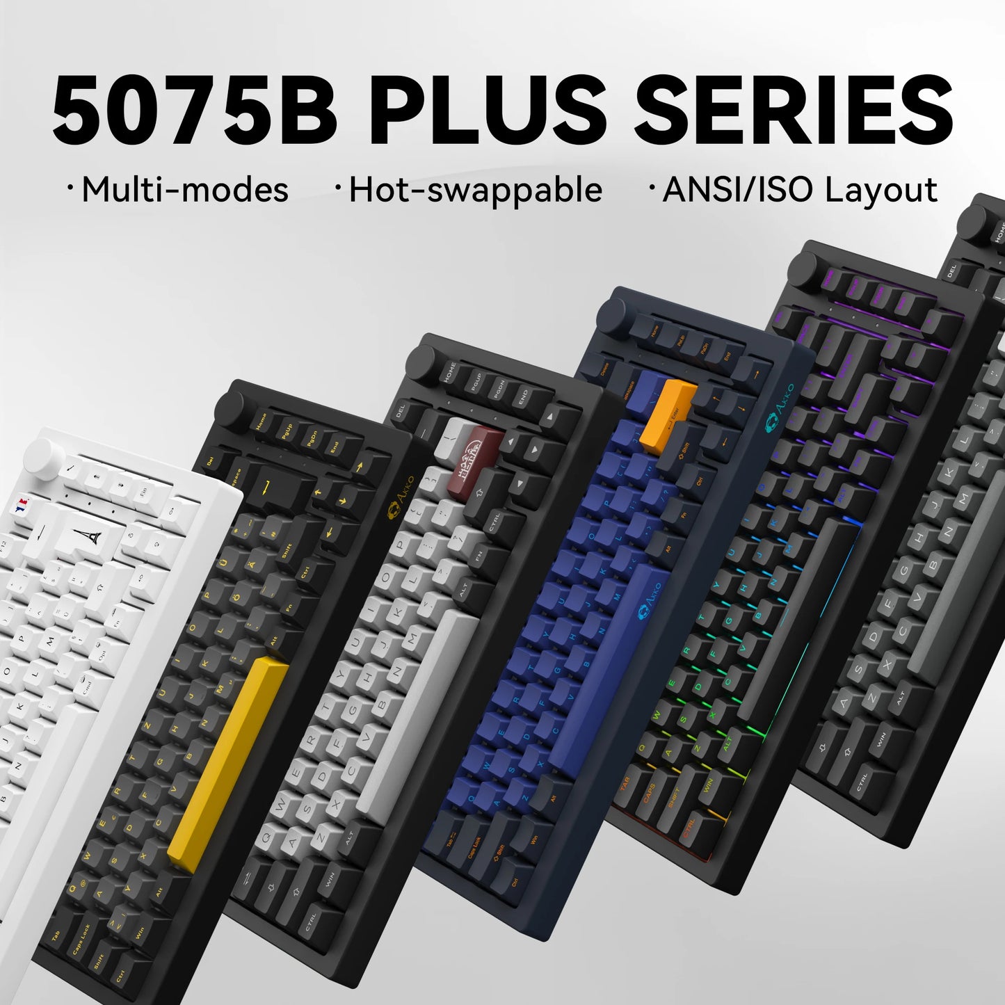 Akko 5075B plus ANSI/ISO 75% Mechanical Gaming Keyboard 3/5 Pin Hot Swap Three-Modes RGB 2.4Ghz Wireless