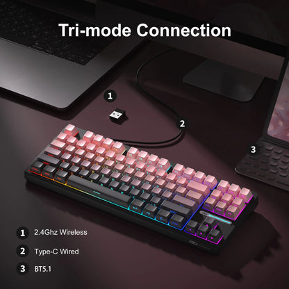 Magegee Light87 Rechargable RGB Tri-Mode 2.4G/Bt/Type C Blue Whale Switch Creamy Mechanical Keyboard