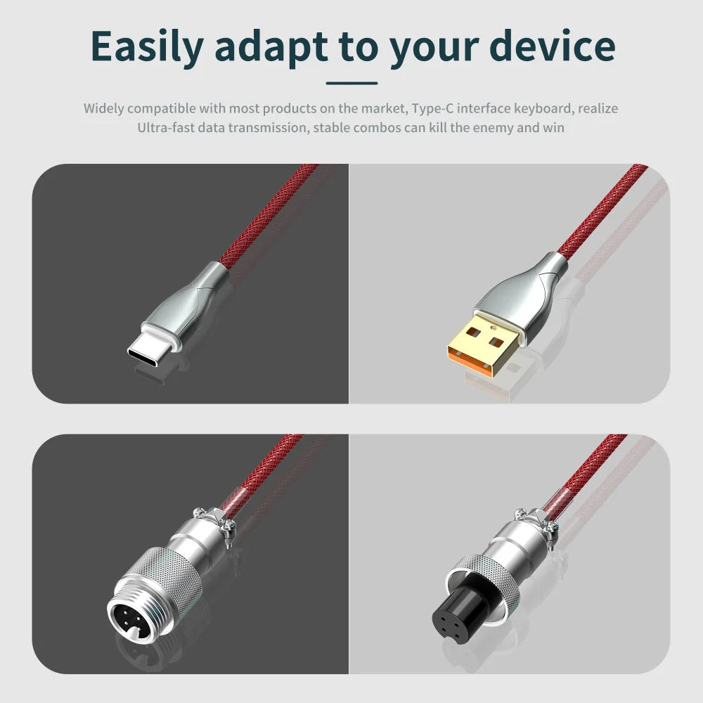 Coiled Cable Mechanical Keyboard Aviator Cable Type-C to USB Connector Keyboard Aviation Cable 