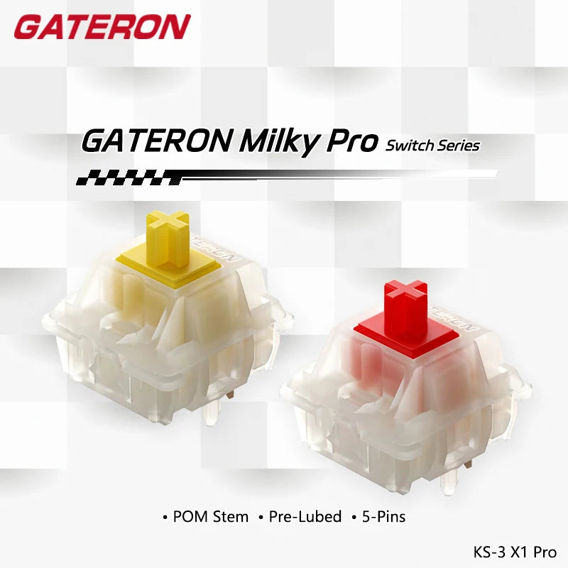 Gateron Milky Pro Switches Milky Yellow Pro Red Linear Pre Lubed 