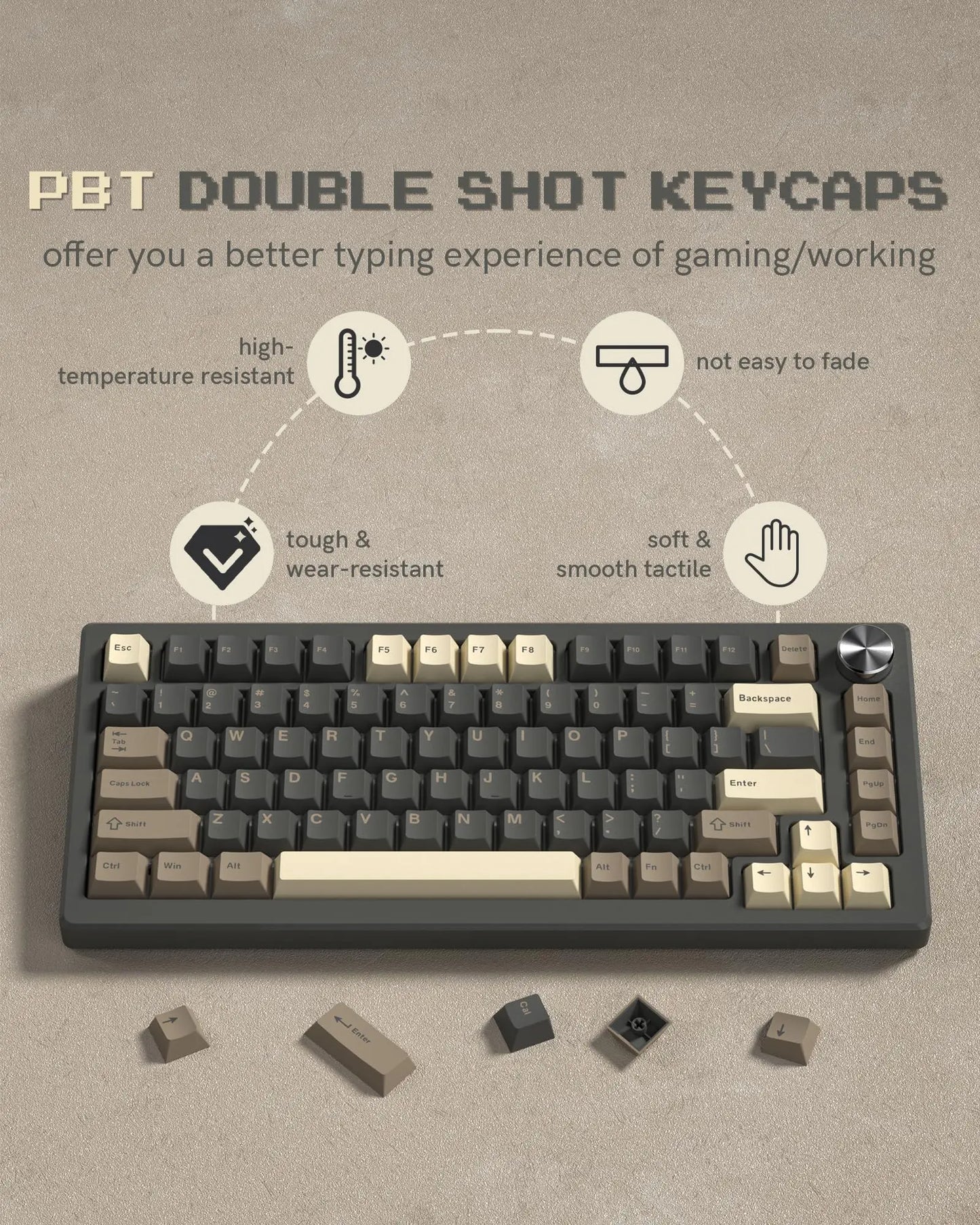 [Key Caps Only] Womier PBT Keycap Double Shot Cherry Profile Key caps for Cherry MX Switches