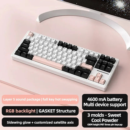 Attack Shark M87 Pro Hot-Swap Mechanical Keyboard Bluetooth/2.4Ghz /USB-C Retro TKL 