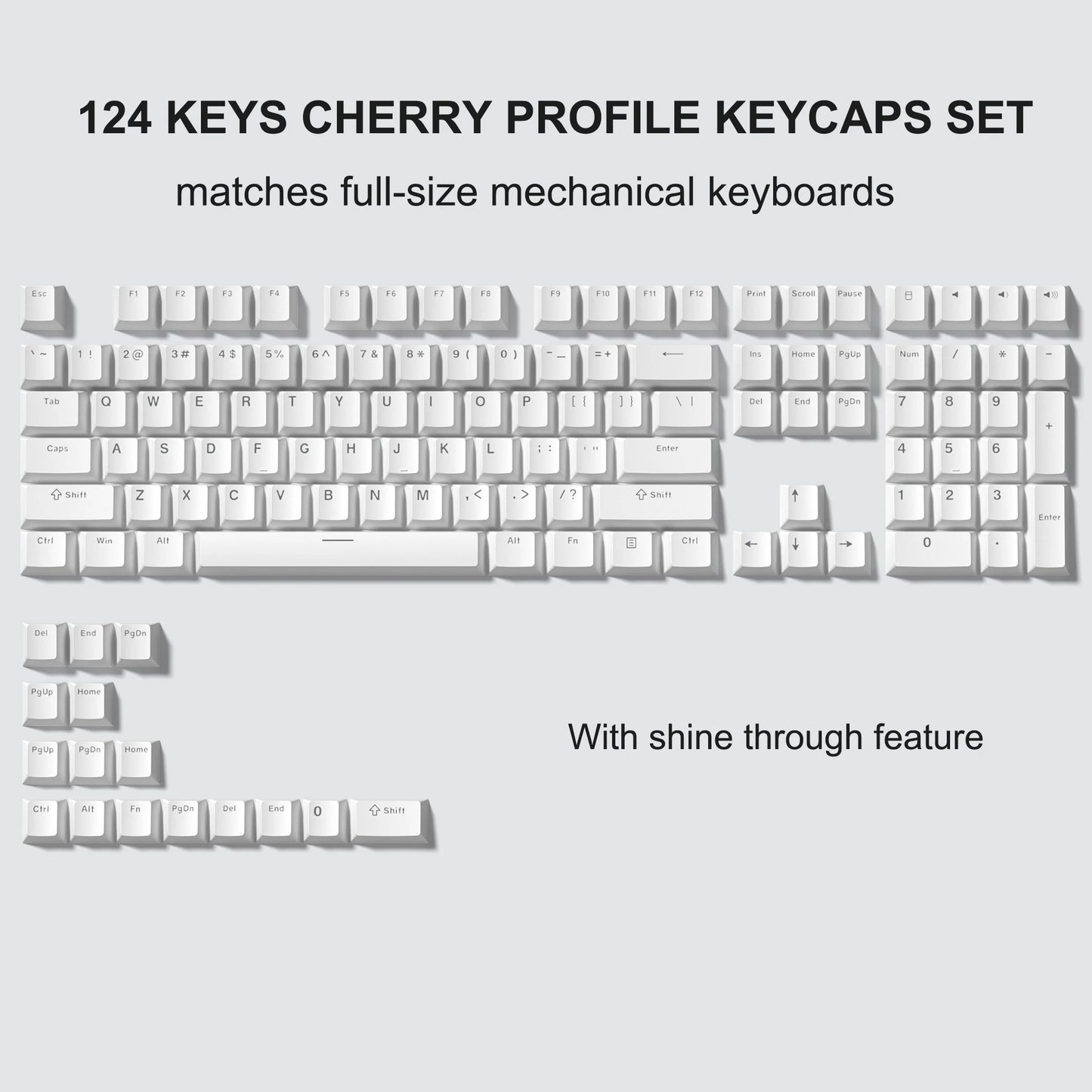 [Key Caps Only] Womier PBT Keycap Double Shot Cherry Profile Key caps for Cherry MX Switches