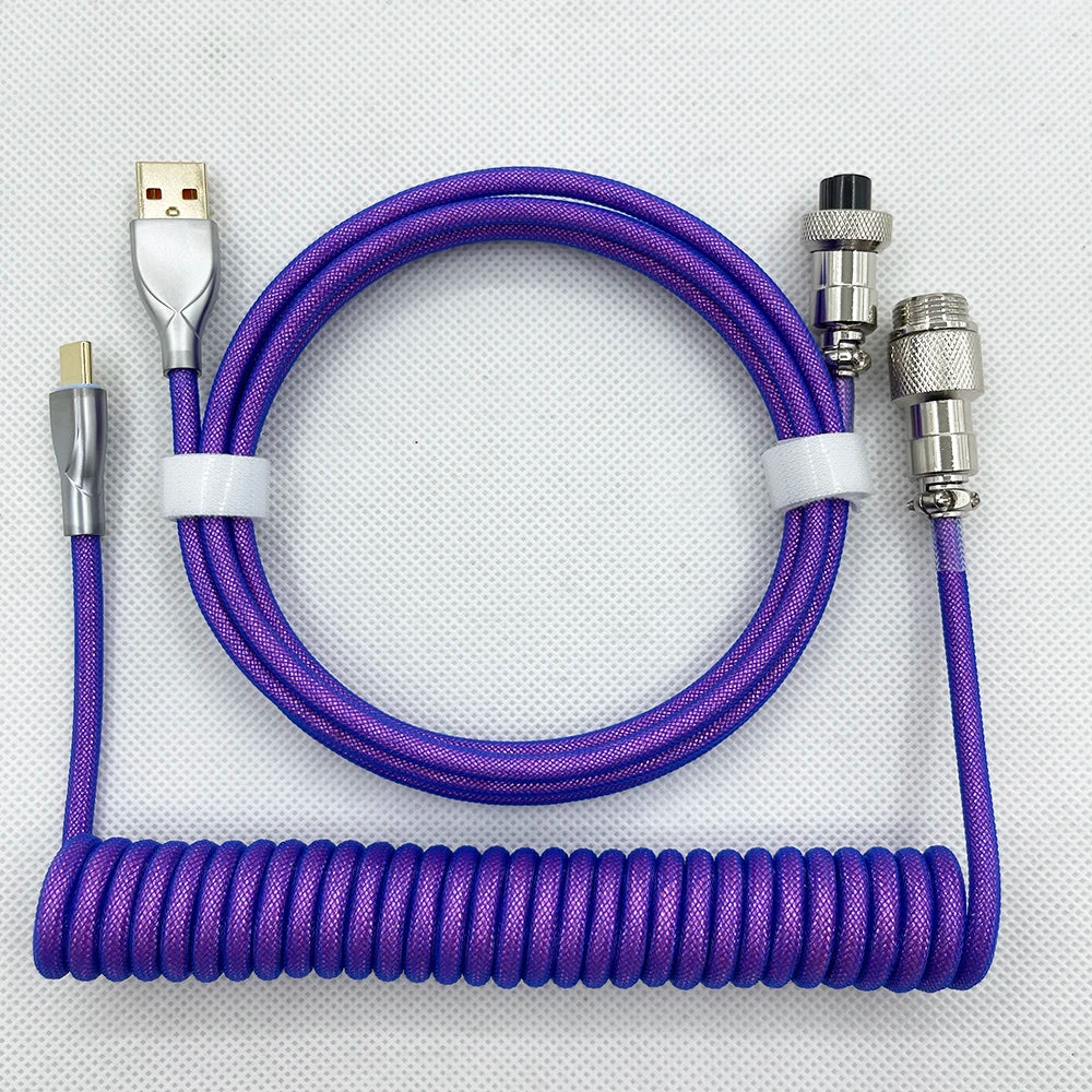 Coiled Cable Mechanical Keyboard Aviator Cable Type-C to USB Connector Keyboard Aviation Cable 