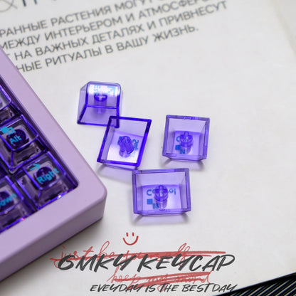 [Key Cap Only] GMKY Purple Full Transparent Keycaps Cherry Profile DOUBLE SHOT ABS Keycaps for MX Switch Mechanical Keyboard