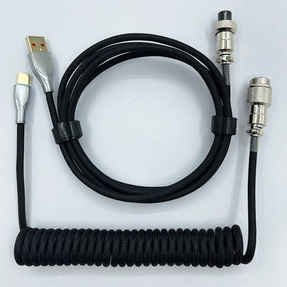 Coiled Cable Mechanical Keyboard Aviator Cable Type-C to USB Connector Keyboard Aviation Cable 