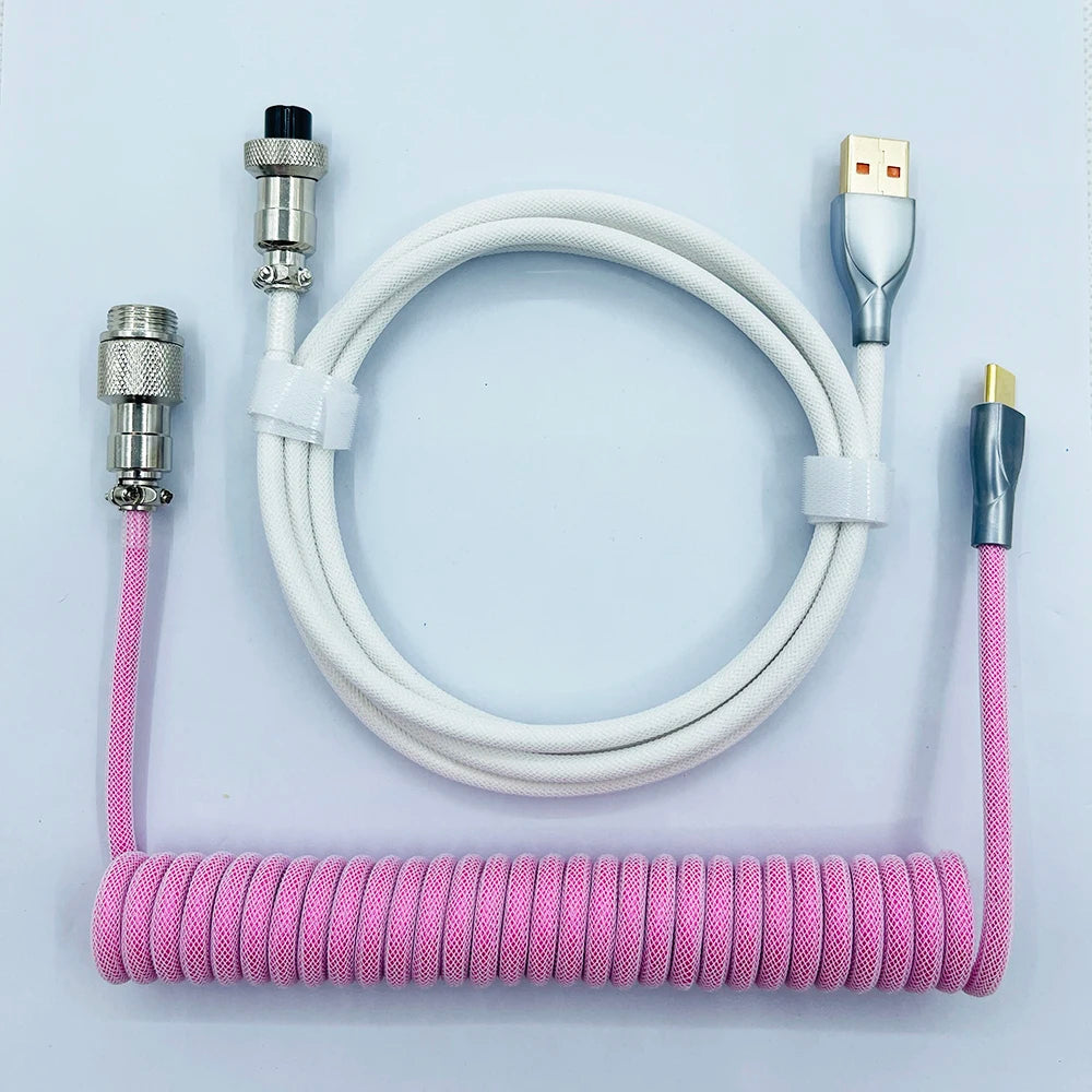 Coiled Cable Mechanical Keyboard Aviator Cable Type-C to USB Connector Keyboard Aviation Cable 