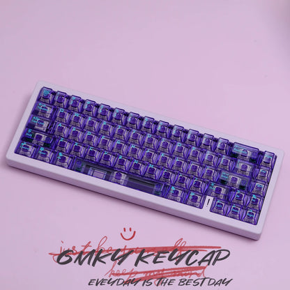 [Key Cap Only] GMKY Purple Full Transparent Keycaps Cherry Profile DOUBLE SHOT ABS Keycaps for MX Switch Mechanical Keyboard