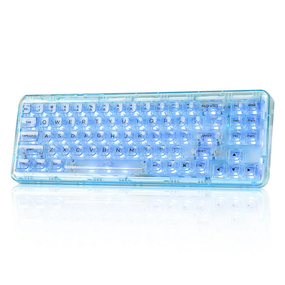 YUNZII X71 68% Layout Wireless BT/2.4G/USB-C Gasket Hot-Swap Transparent RGB Mechanical Gaming Keyboard with Clear Keycaps