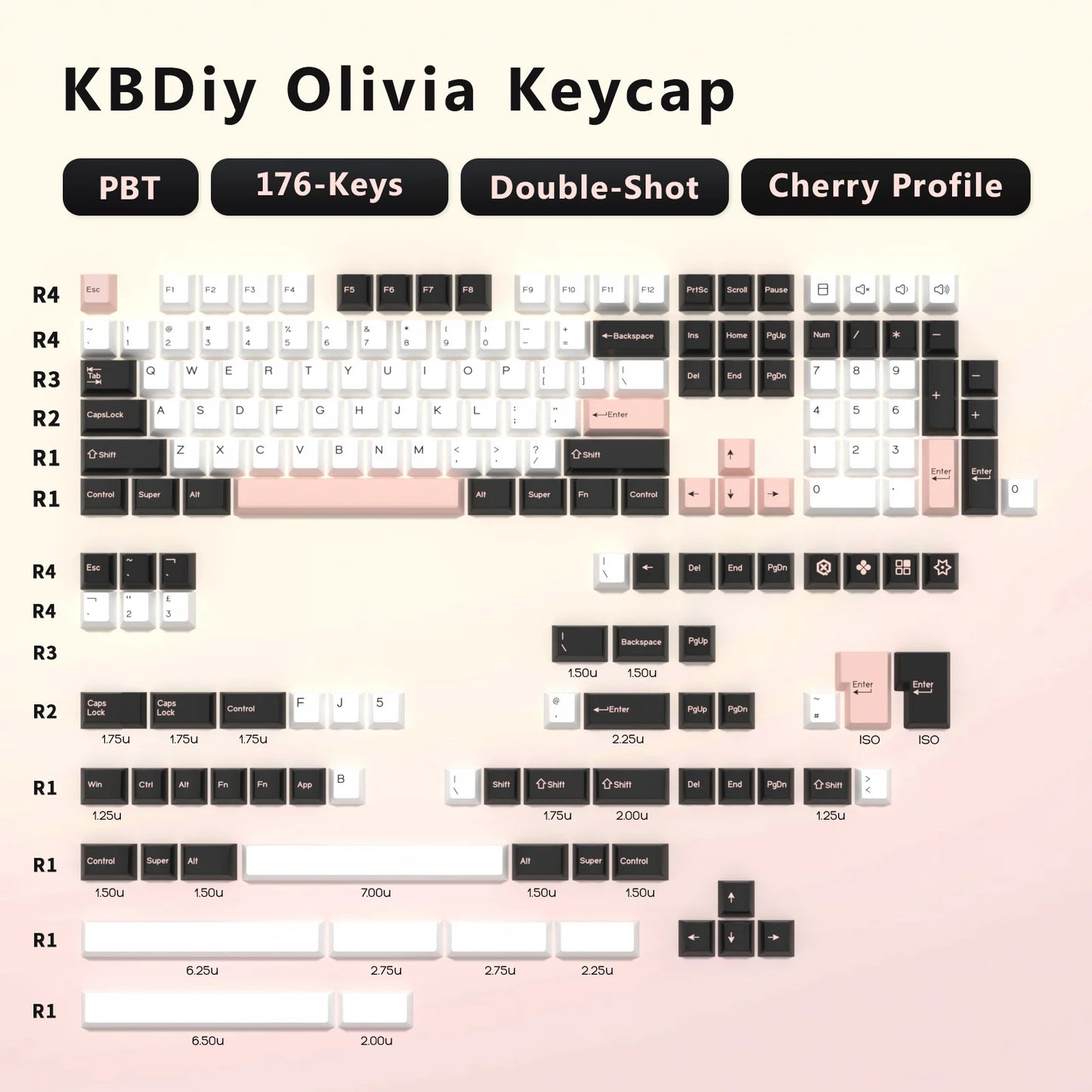 GMK Botanical Keycap Cherry Profile Double Shot PBT ISO Keycaps 