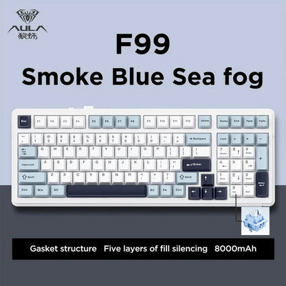 Aula F99 Gaming Mechanical Keyboard Three Mode 2.4g Wireless Bluetooth Wired Hot Swap PBT Gasket RGB For PC Laptop Gamer