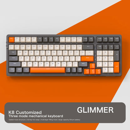 K8 100 Key Wireless Mechanical Keyboard Tri-Mode Connection,Full Key Hot Swap,Lighting Effects,Gasket Mount