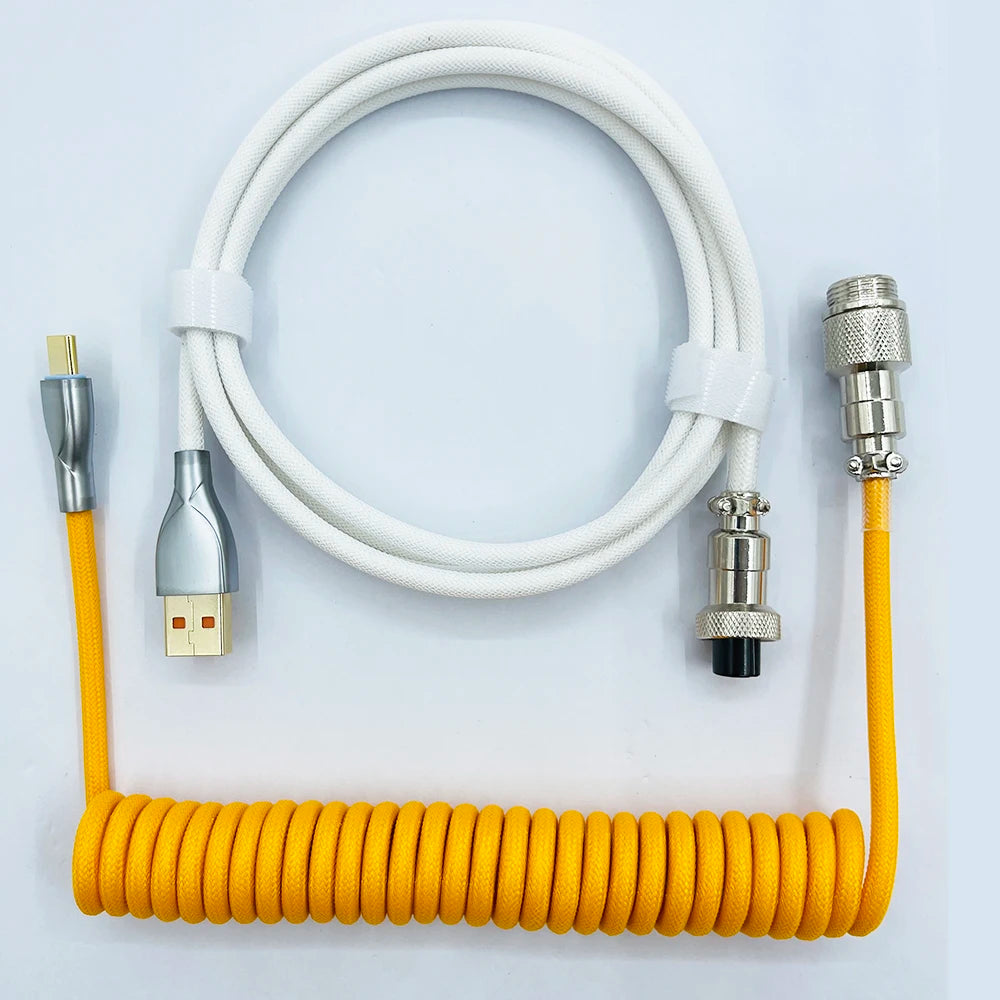 Coiled Cable Mechanical Keyboard Aviator Cable Type-C to USB Connector Keyboard Aviation Cable 