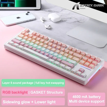 Attack Shark M87 Pro Hot-Swap Mechanical Keyboard Bluetooth/2.4Ghz /USB-C Retro TKL 