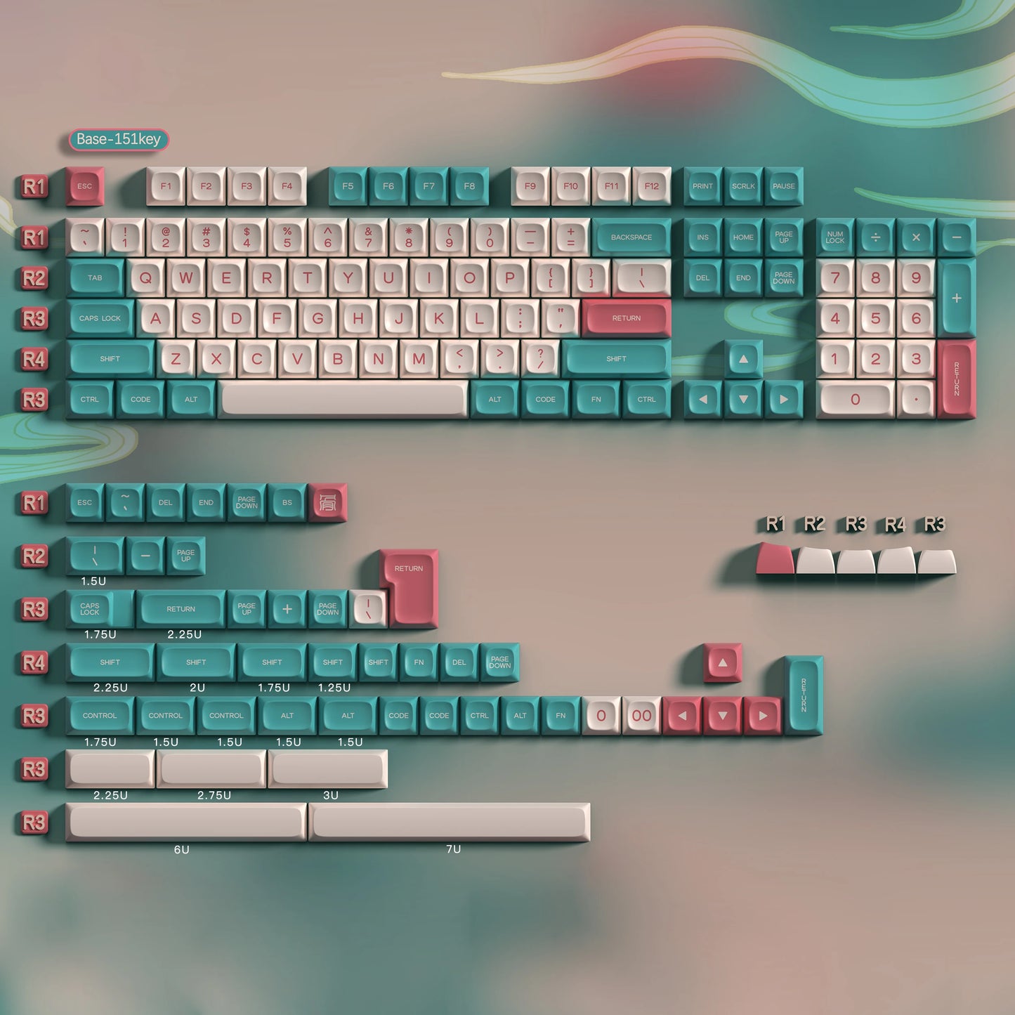 [Base Kit] National Rhyme PGA Profile Keycaps Set 151Keys ABS Material