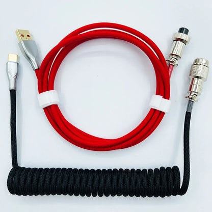 Coiled Cable Mechanical Keyboard Aviator Cable Type-C to USB Connector Keyboard Aviation Cable 