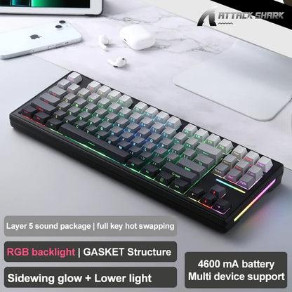 Attack Shark M87 Pro Hot-Swap Mechanical Keyboard Bluetooth/2.4Ghz /USB-C Retro TKL 