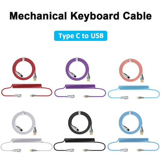 Coiled Cable Mechanical Keyboard Aviator Cable Type-C to USB Connector Keyboard Aviation Cable 