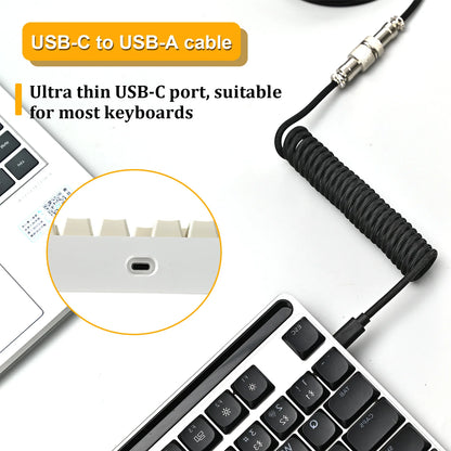 Mechanical Keyboard Coiled Cable Wire Type C USB Port Aviator Coiling Cable 