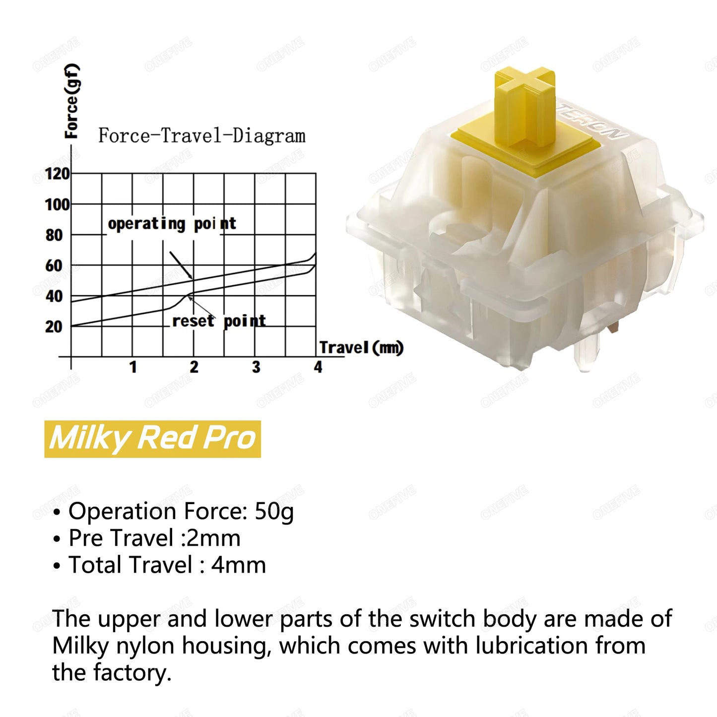 Gateron Milky Pro Switches Milky Yellow Pro Red Linear Pre Lubed 