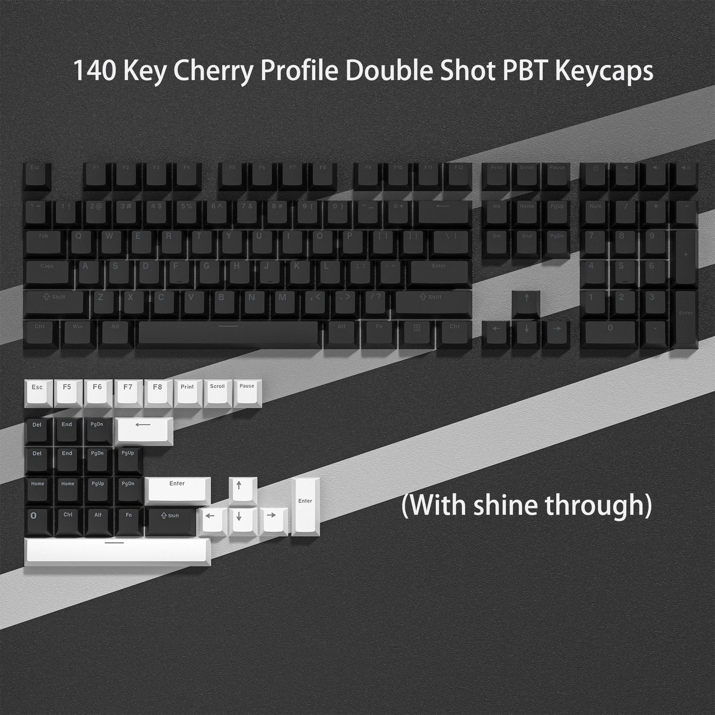 [Key Caps Only] Womier PBT Keycap Double Shot Cherry Profile Key caps for Cherry MX Switches
