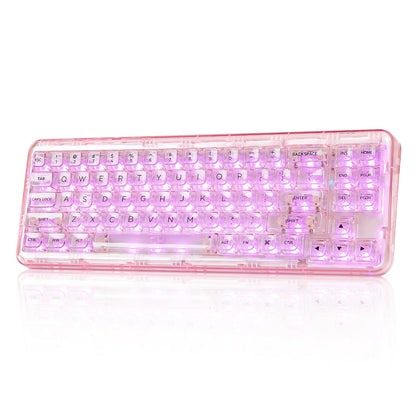 YUNZII X71 68% Layout Wireless BT/2.4G/USB-C Gasket Hot-Swap Transparent RGB Mechanical Gaming Keyboard with Clear Keycaps