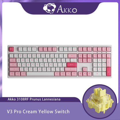 Akko 3108RF Prunus Lannesiana Mechanical Keyboard 108 Keys Cherry Profile USB Type-C/2.4G Wireless Dual Mode PC Gaming Keyboard