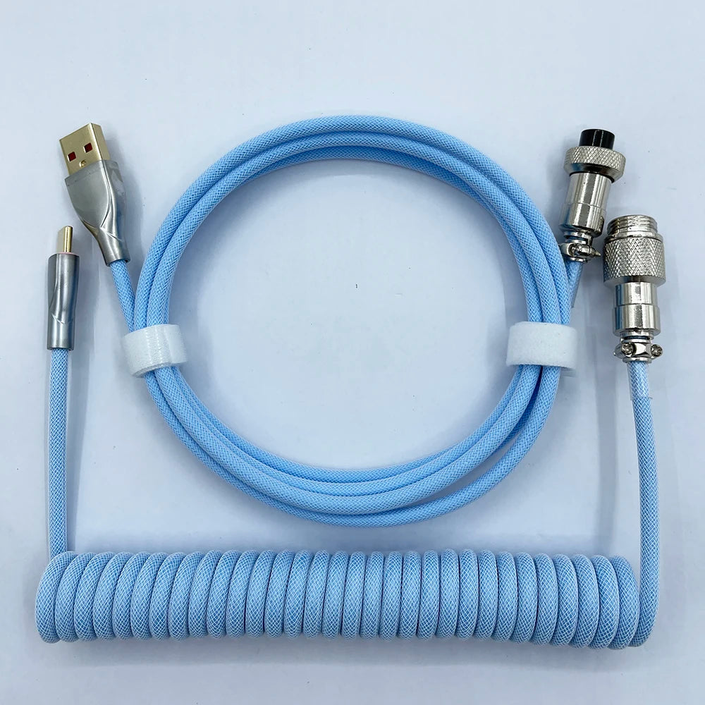 Coiled Cable Mechanical Keyboard Aviator Cable Type-C to USB Connector Keyboard Aviation Cable 