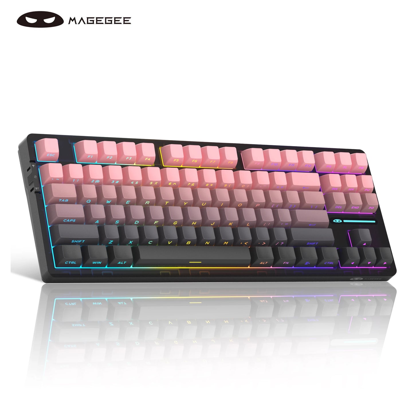 Magegee Light87 Rechargable RGB Tri-Mode 2.4G/Bt/Type C Blue Whale Switch Creamy Mechanical Keyboard