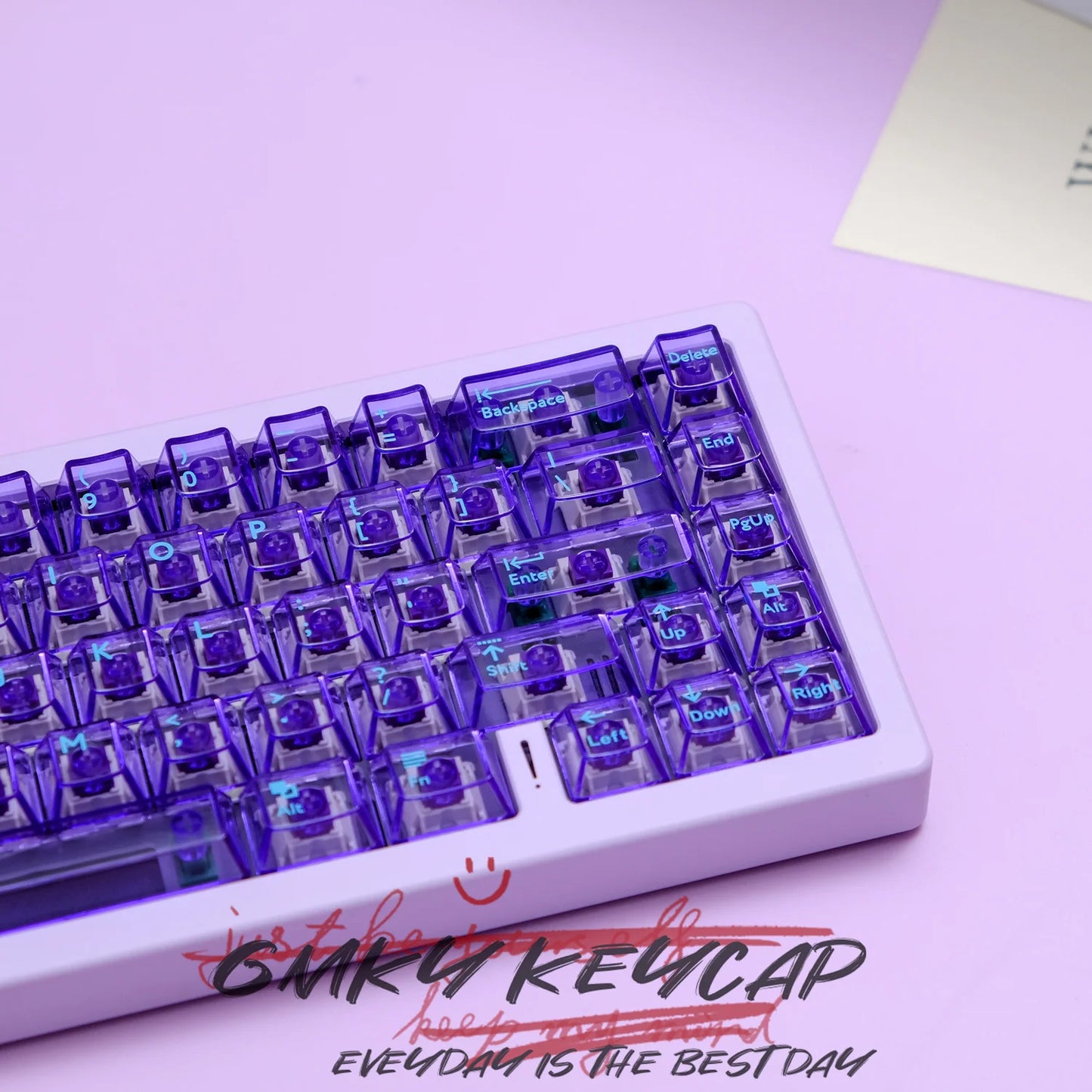 [Key Cap Only] GMKY Purple Full Transparent Keycaps Cherry Profile DOUBLE SHOT ABS Keycaps for MX Switch Mechanical Keyboard