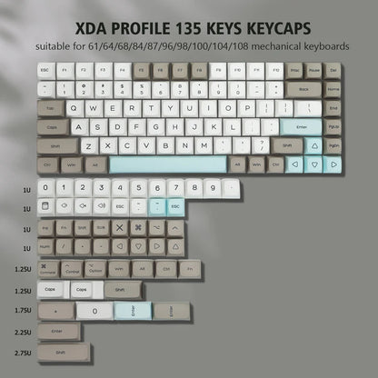 [Key Caps Only} 143 Keys PBT Keycap 5 Sides DYE-SUB XDA Profile  Cherry MX Switch 