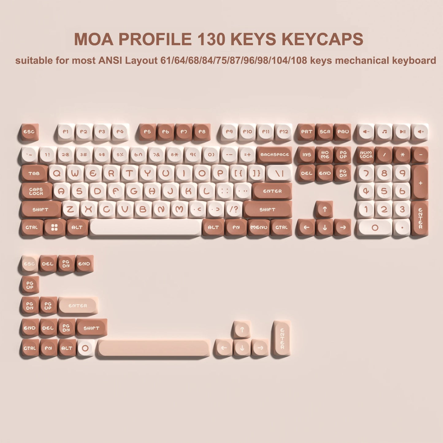 143 Keys Pink Cherry MOA Profile PBT Keycaps Dye Sub Customs Key Caps for 61/87/104 Cherry MX Switch Gaming Mechanical Keyboard