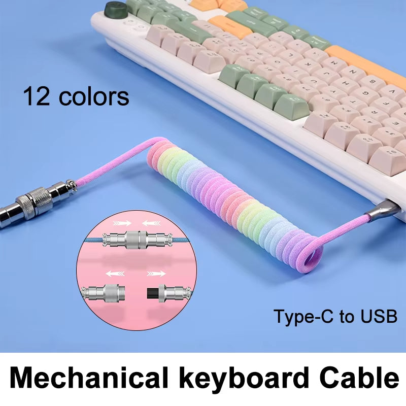 Mechanical Keyboard Wire Type C USB Aviation Cable - Coiled 