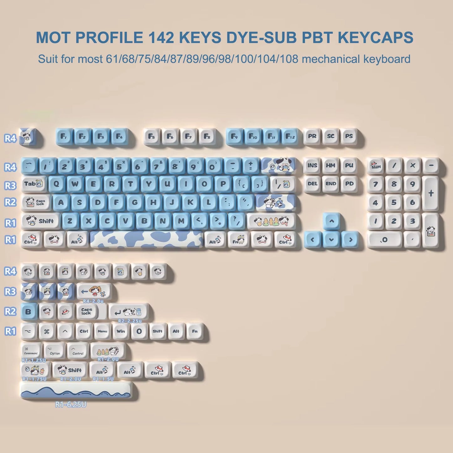 143 Keys Pink Cherry MOA Profile PBT Keycaps Dye Sub Customs Key Caps for 61/87/104 Cherry MX Switch Gaming Mechanical Keyboard