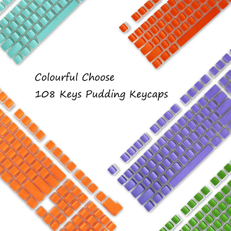 [Keycaps only] OEM Profile PBT Keycaps 108 Keys Pudding Keycap for Cherry MX Switch 