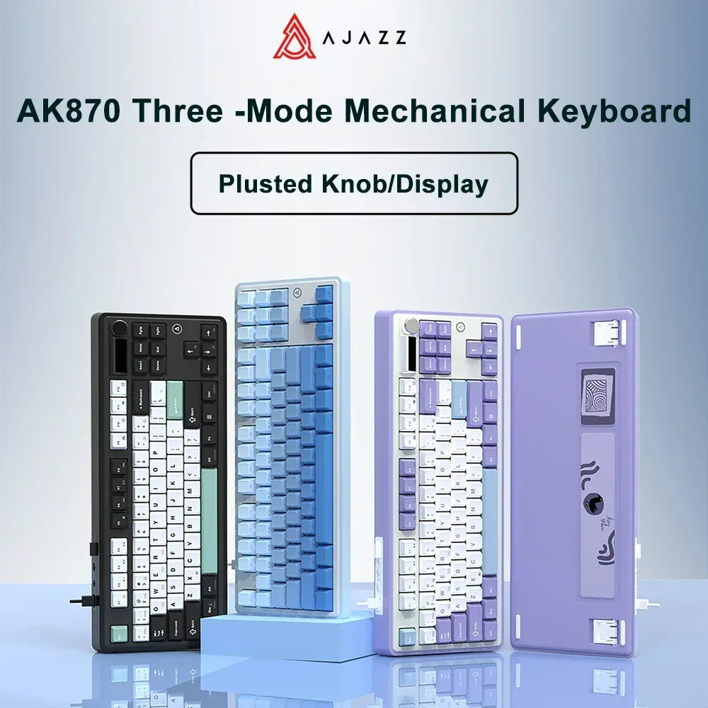 AJAZZ AK870 Tri-Mode RGB Bluetooth 2.4Ghz Wireless Gaming Mechanical Keyboard Hot Swappable 